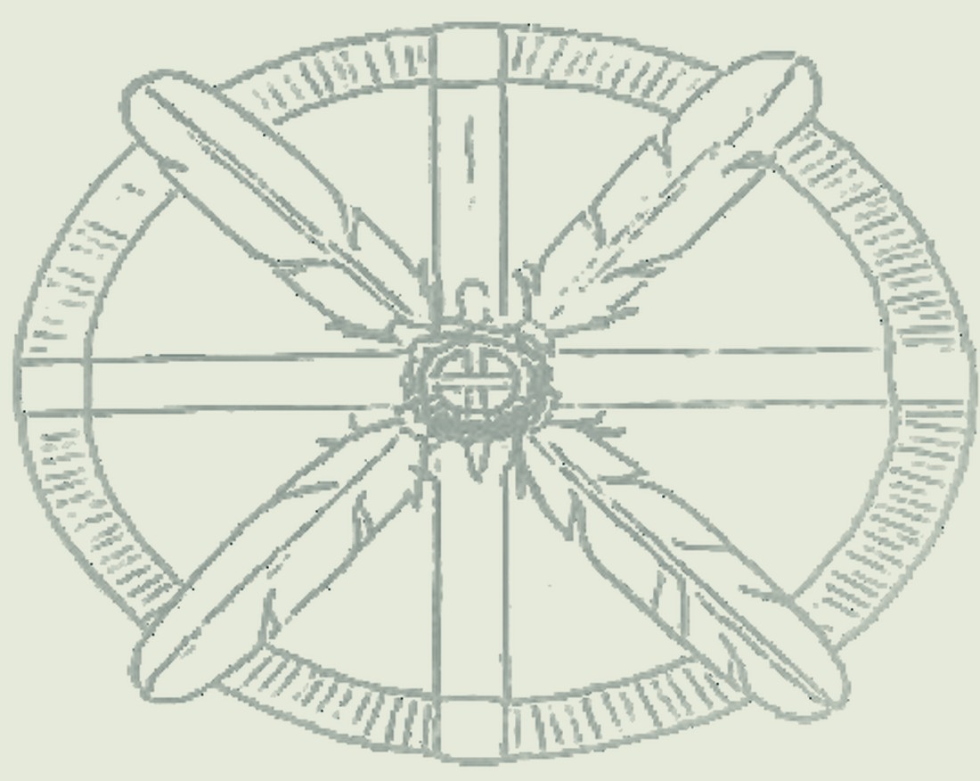 The local artist's first pencil rendering — the master plan becoming the emblem.